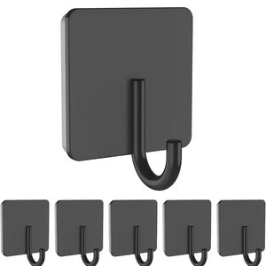 6 Pack Stainless Steel Heavy Duty Adhesive Towel Hooks